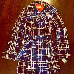 Navy/White Coat with Orange/White Polka Dot Lining