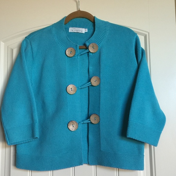 Willow Turq 3 Button Loop Closure Sweater.