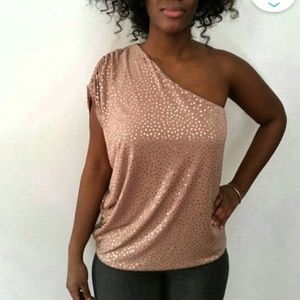 NWOT Guess one shoulder draped sparkle top