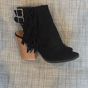 Black open toe booties