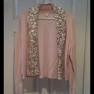 J. Crew light pink sequin cardigan