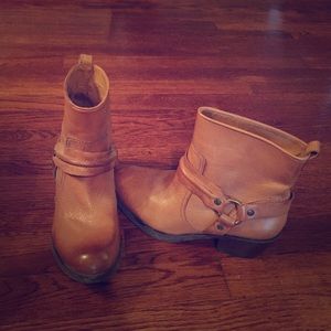 Tan leather booties