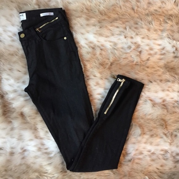 black jeans gold zippers