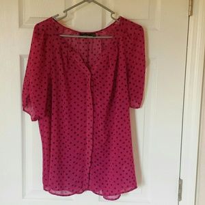 Pink and black sheer top