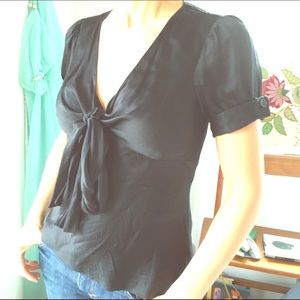 ECI sailor tie blouse with folded sleeves