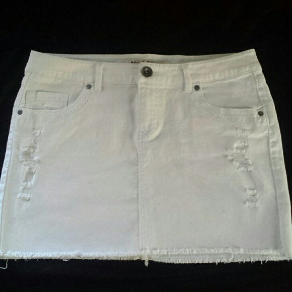 White Denim Mini Skirt