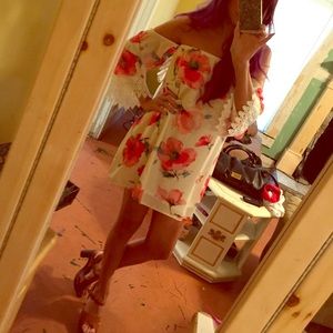 Floral off shoulder bell sleeve dress