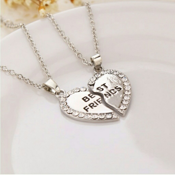 Best friends necklaces Lovely rhinestone heart pen