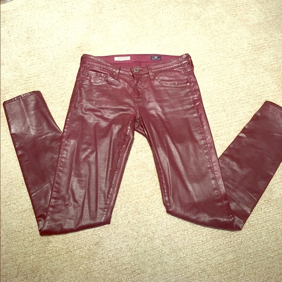 AG super skinny burgundy waxed denim . Worn once. - Picture 1 of 3