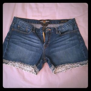 Luck Brand Jean Shorts w/ Crochet Detail