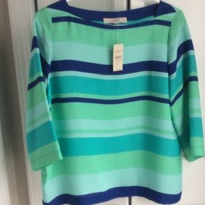 3/4 length sleeve striped blouse. Petite medium.
