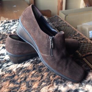 Aquatalia Brown Zip Loafers size 10 Italy