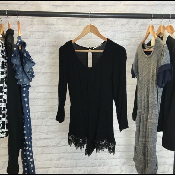 Black Crochet Trim Romper