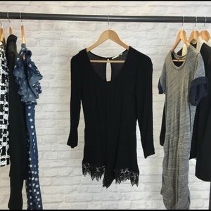 Black Crochet Trim Romper