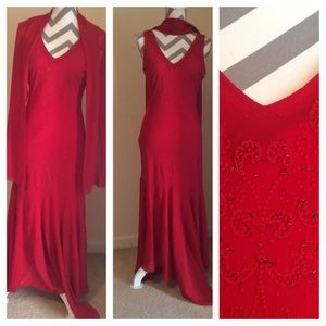 Eureka's red dress beaded embroidered dress