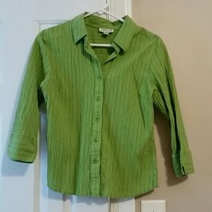 Coldwater Creek size M 3/4 sleeve green top