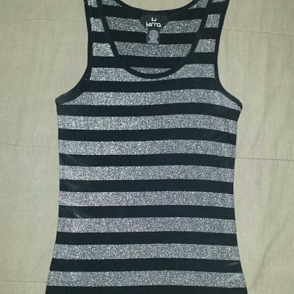 Black and Silver Striped Tank Top