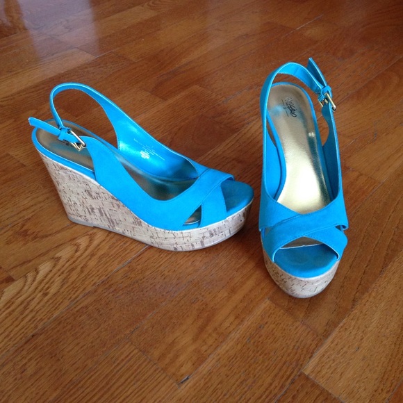 Turquoise wedge sandals