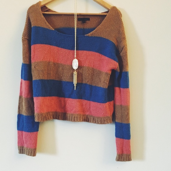 Urban outfitters Cropped striped knit sweater