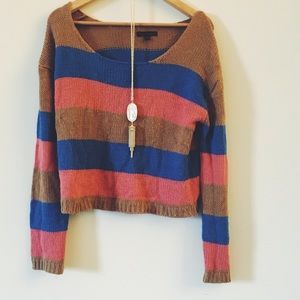 Urban outfitters Cropped striped knit sweater