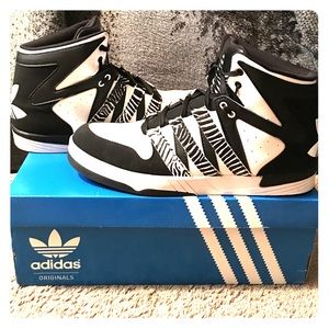 Women's Adidas court pro femme black/white zebra
