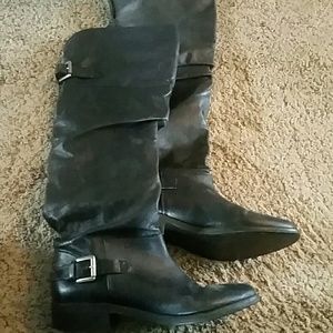 Steve Madden Knee High Black Flat Boots