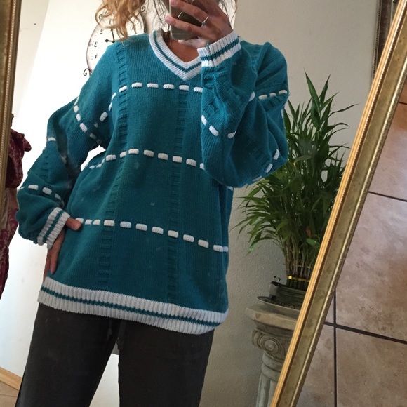 Vintage turquoise sweater - Picture 4 of 4