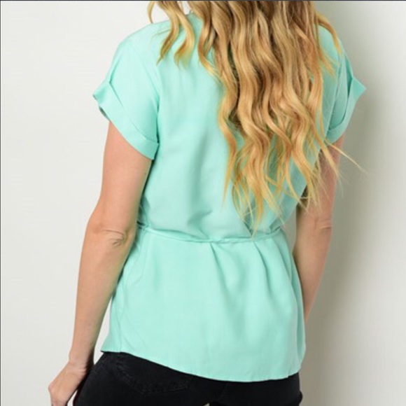 Mint Tie Waist Top - Picture 3 of 3