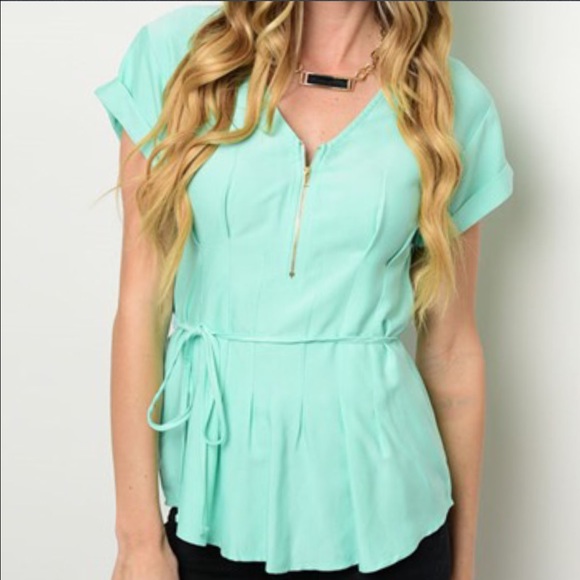 Mint Tie Waist Top - Picture 2 of 3