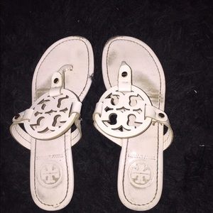 White Tory Burch Miller sandals