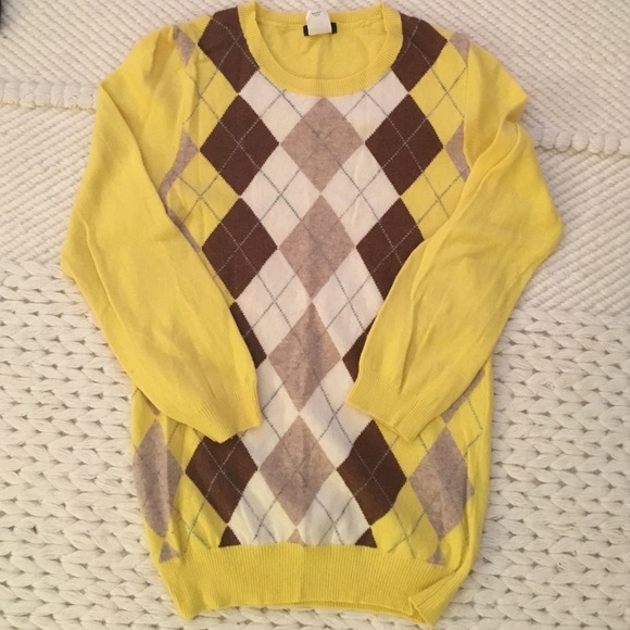 JCrew argyle 3/4 sleeve sweater