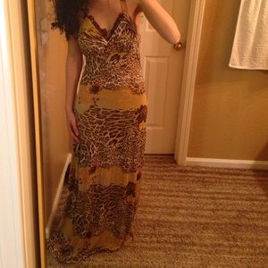 sequenced zebra, leopard pattern maxi dress
