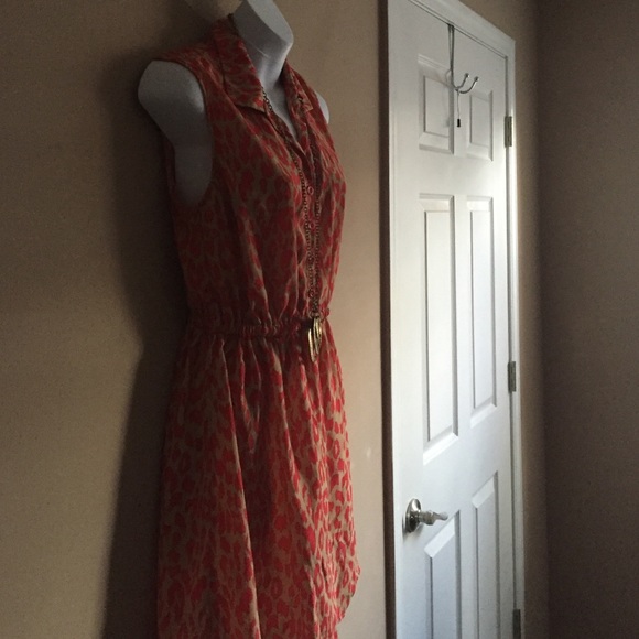 This Is A Excellent Orange And Tan Summer Dress - Picture 3 of 4