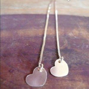 Heart shaped gold threader earrings