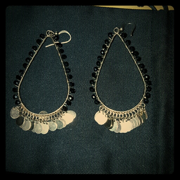 Gold and black embellished earrings