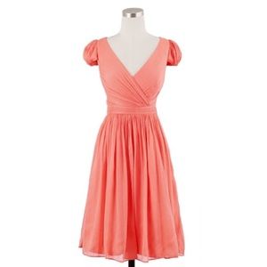 J Crew Mirabelle Silk Chiffon Coral Dress