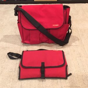 Skip Hop red diaper bag & changing station