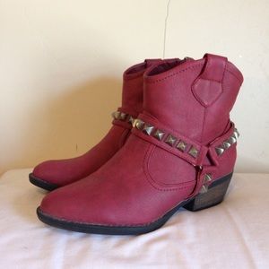 GC Red Studded Booties size 8.5