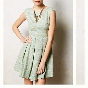 Parkside Pleated Green Motif Dress