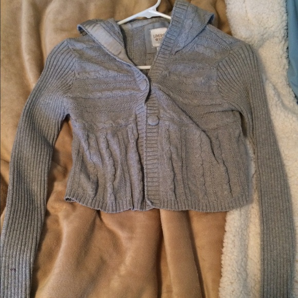 Cropped gray sweater w/hood