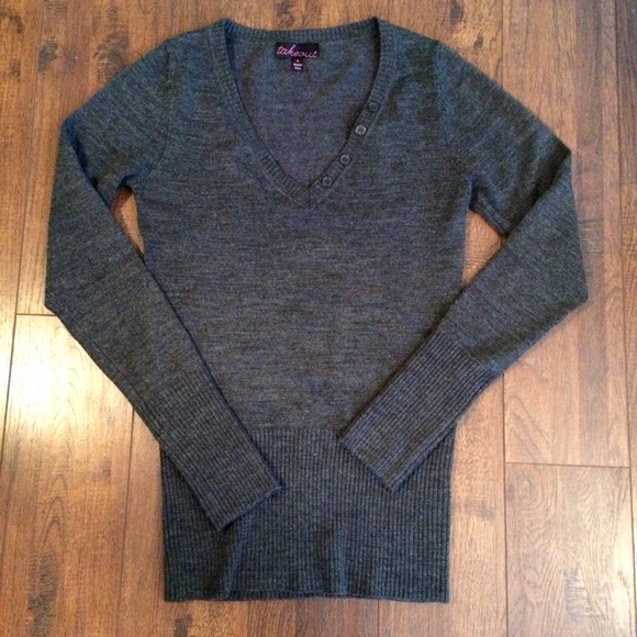 Gray V Neck Sweater