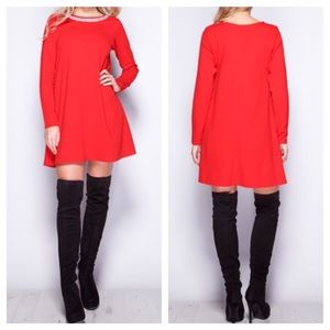 Dresses - Long sleeve red dress (s-m) Dresses - Long sleeve red dress (s-m)