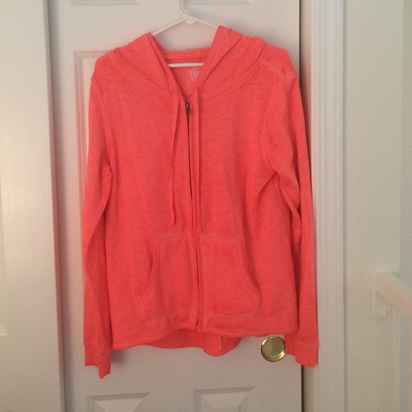 Neon orange zip up hoodie