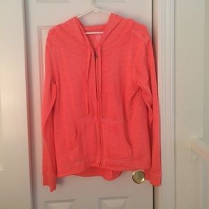 Neon orange zip up hoodie