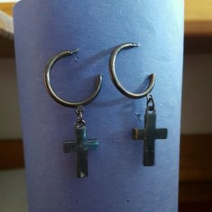 Hoop Cross Earrings