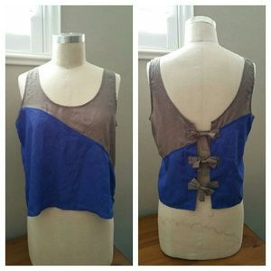 Material Girl Color Block Tank with Bow Details