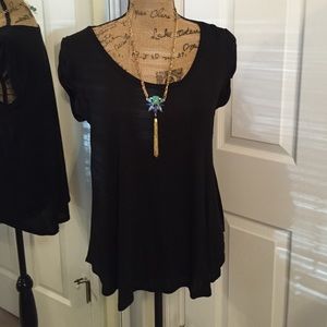 Jennifer Lopez Black Jersey Knit Pocket Tee