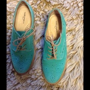 Teal oxfords