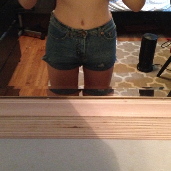 High waisted jean shorts