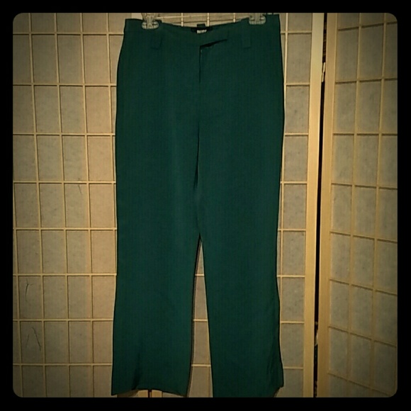 Paige dark teal wide leg silk trousers